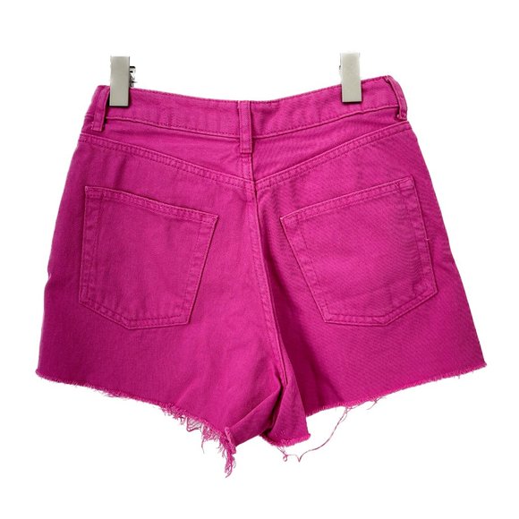 TOPSHOP MOTO MOM High Rise Pink Denim Short Size 8 - Picture 3 of 4
